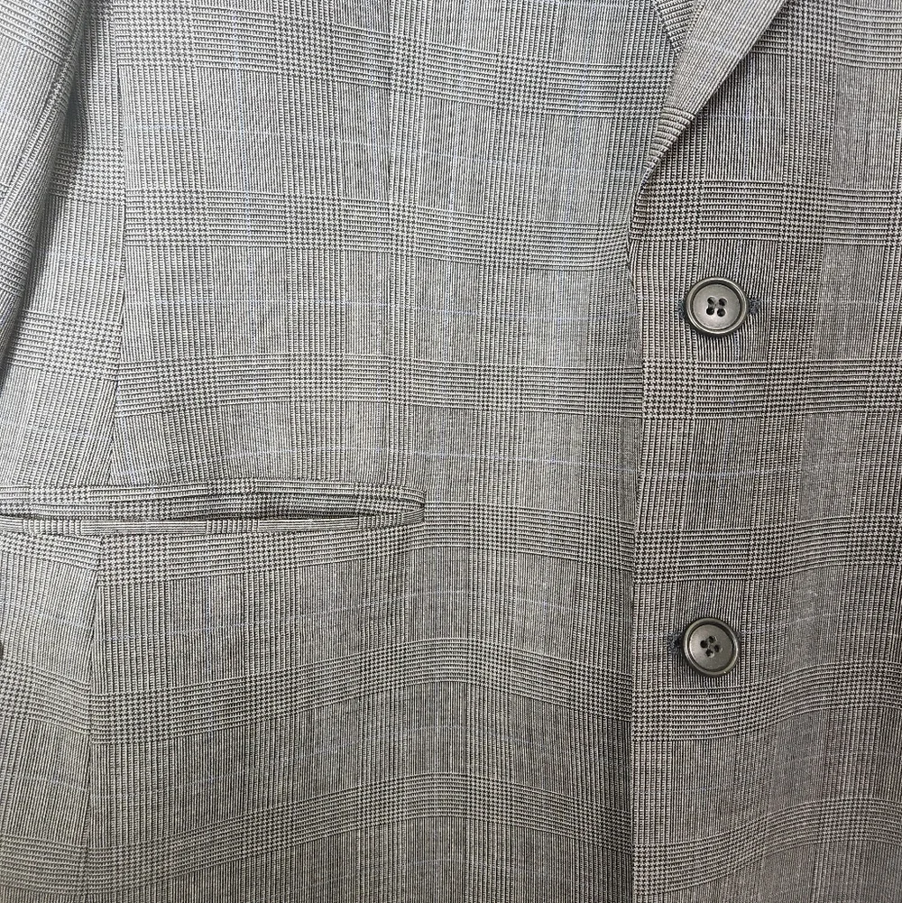 Brooks Brothers Brooksease Gray Plaid Wool Blend Suit Jacket Size 40R